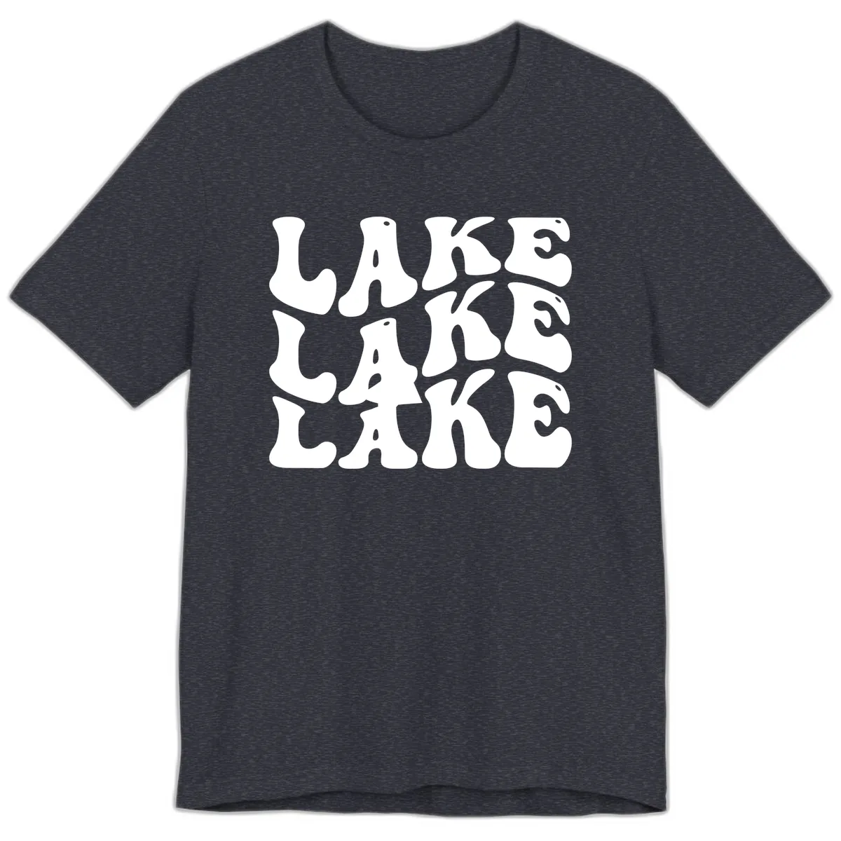 Retro Lake Life Typography Premium T-Shirt in Heather Navy