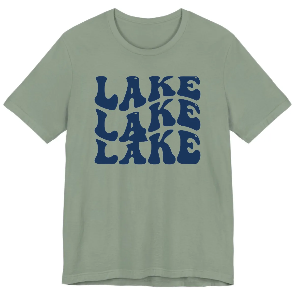 Retro Lake Life Typography Premium T-Shirt in Sage