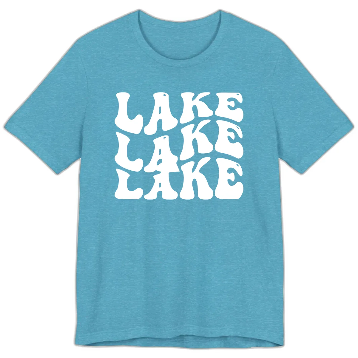 Retro Lake Life Typography Premium T-Shirt in Heather Aqua
