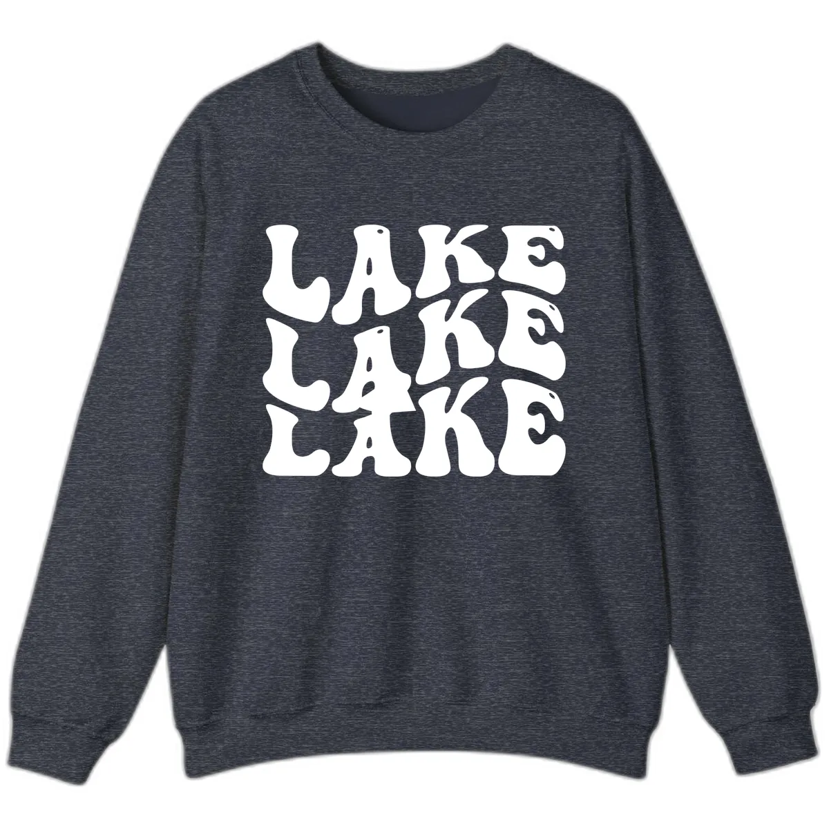 Retro Lake Life Typography Sweatshirt in Heather Sport Dark Navy