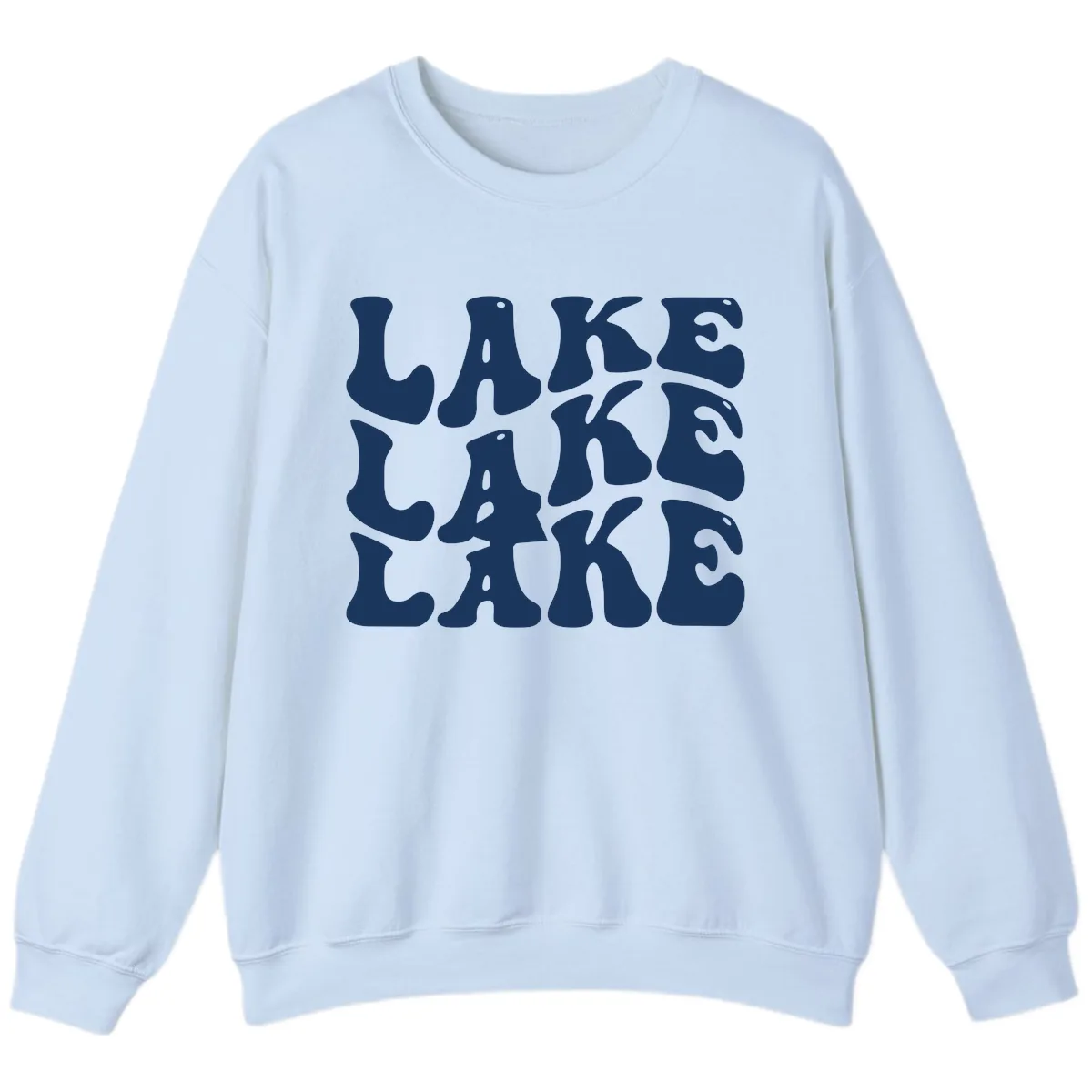 Retro Lake Life Typography Sweatshirt in Light Blue