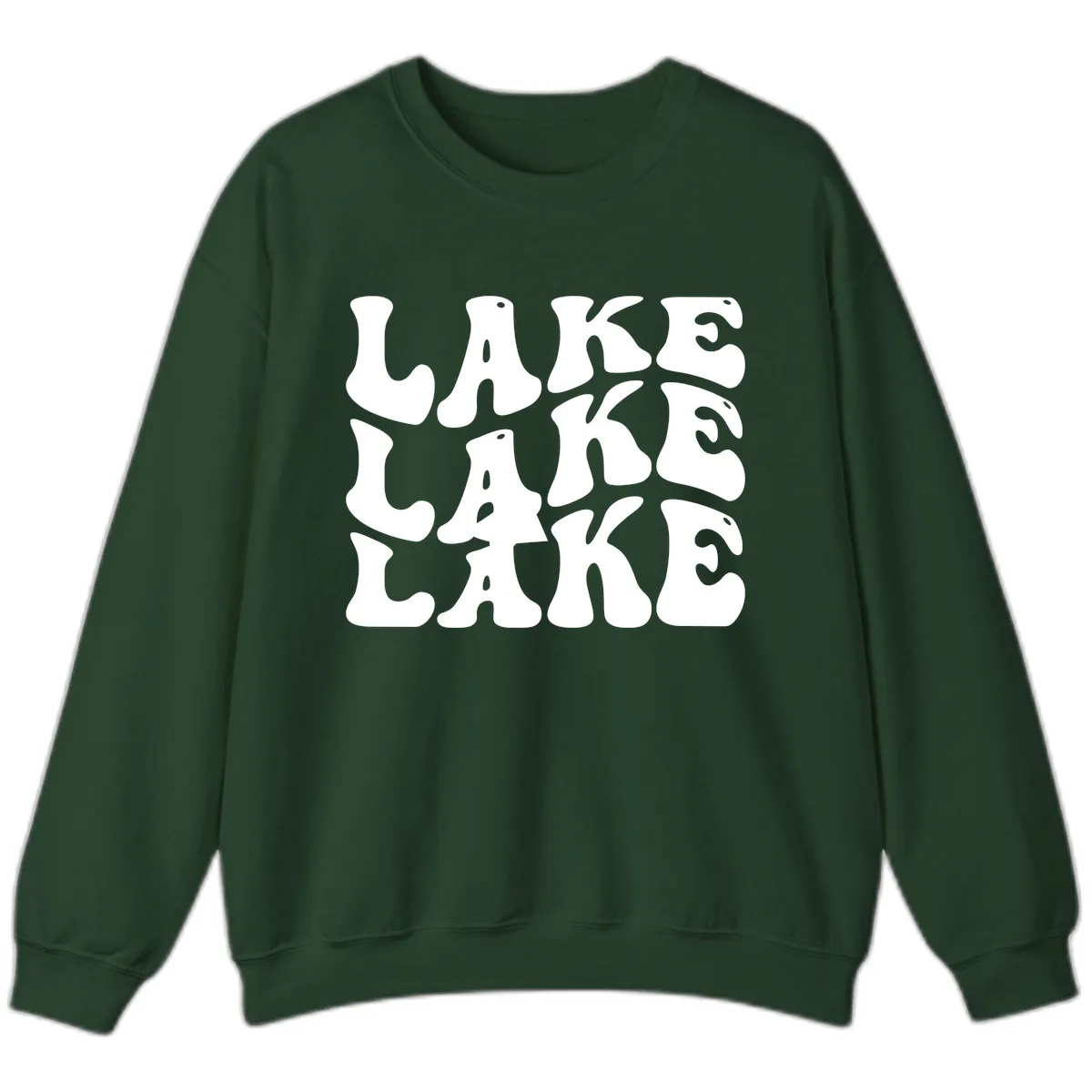 Retro Lake Life Typography Sweatshirt in Forest Green