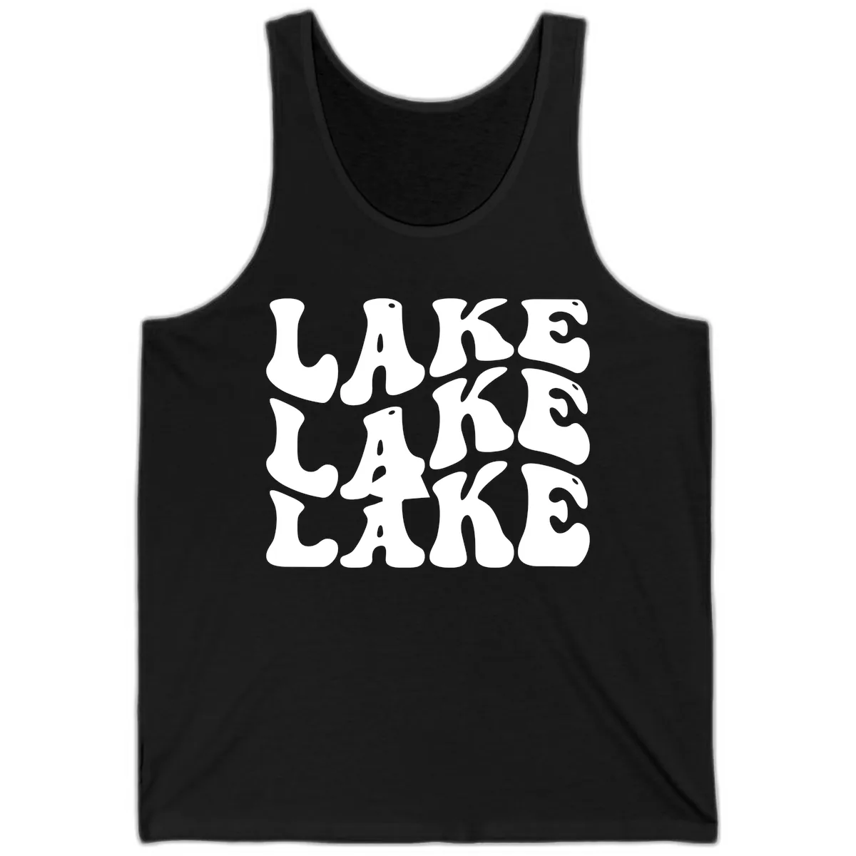 Retro Lake Life Typography Tank in Black