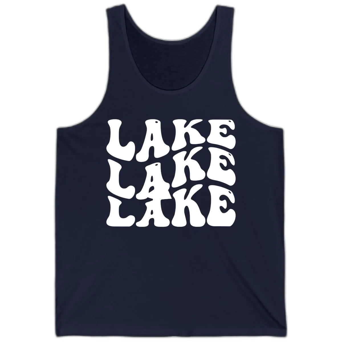 Retro Lake Life Typography Tank in Navy