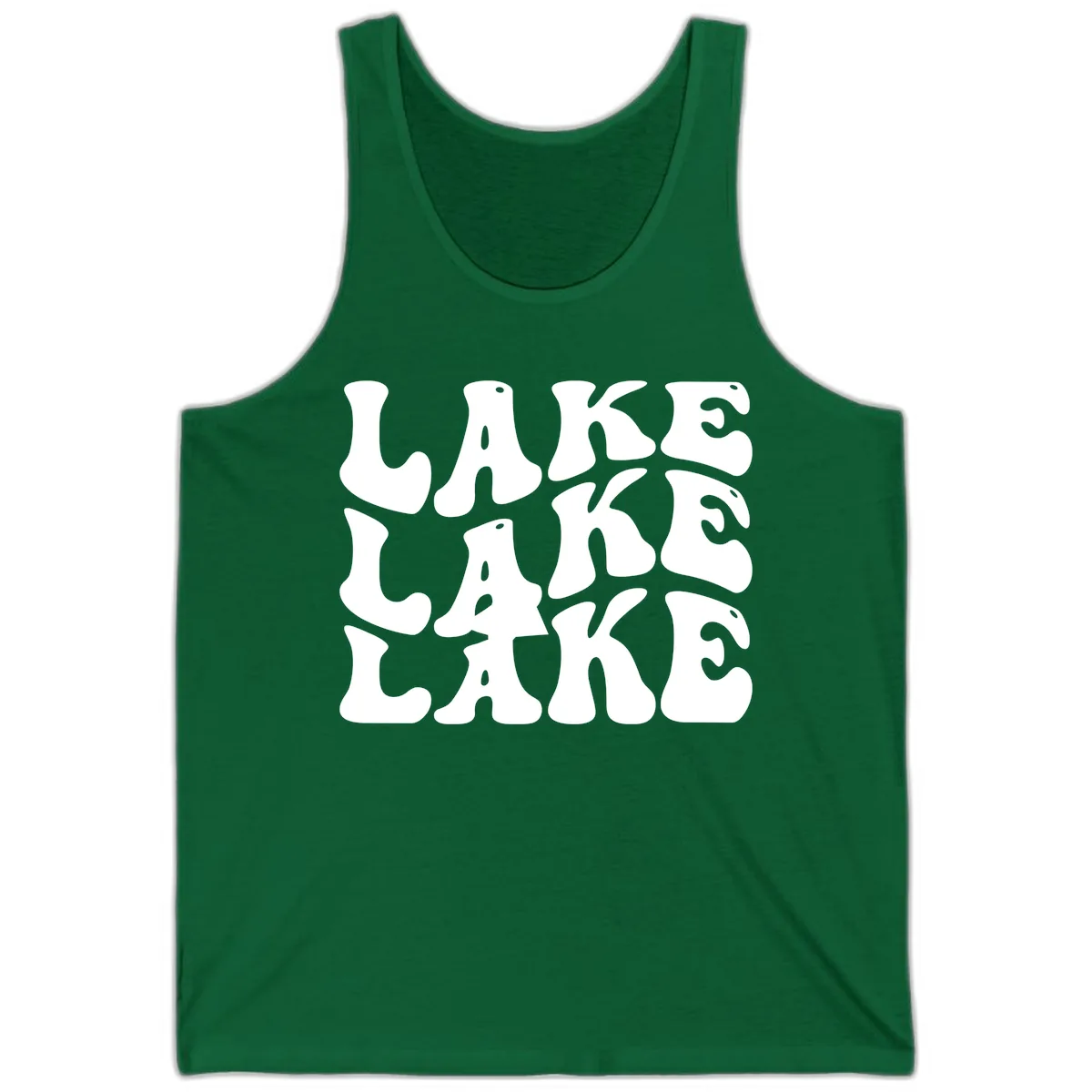 Retro Lake Life Typography Tank in Kelly