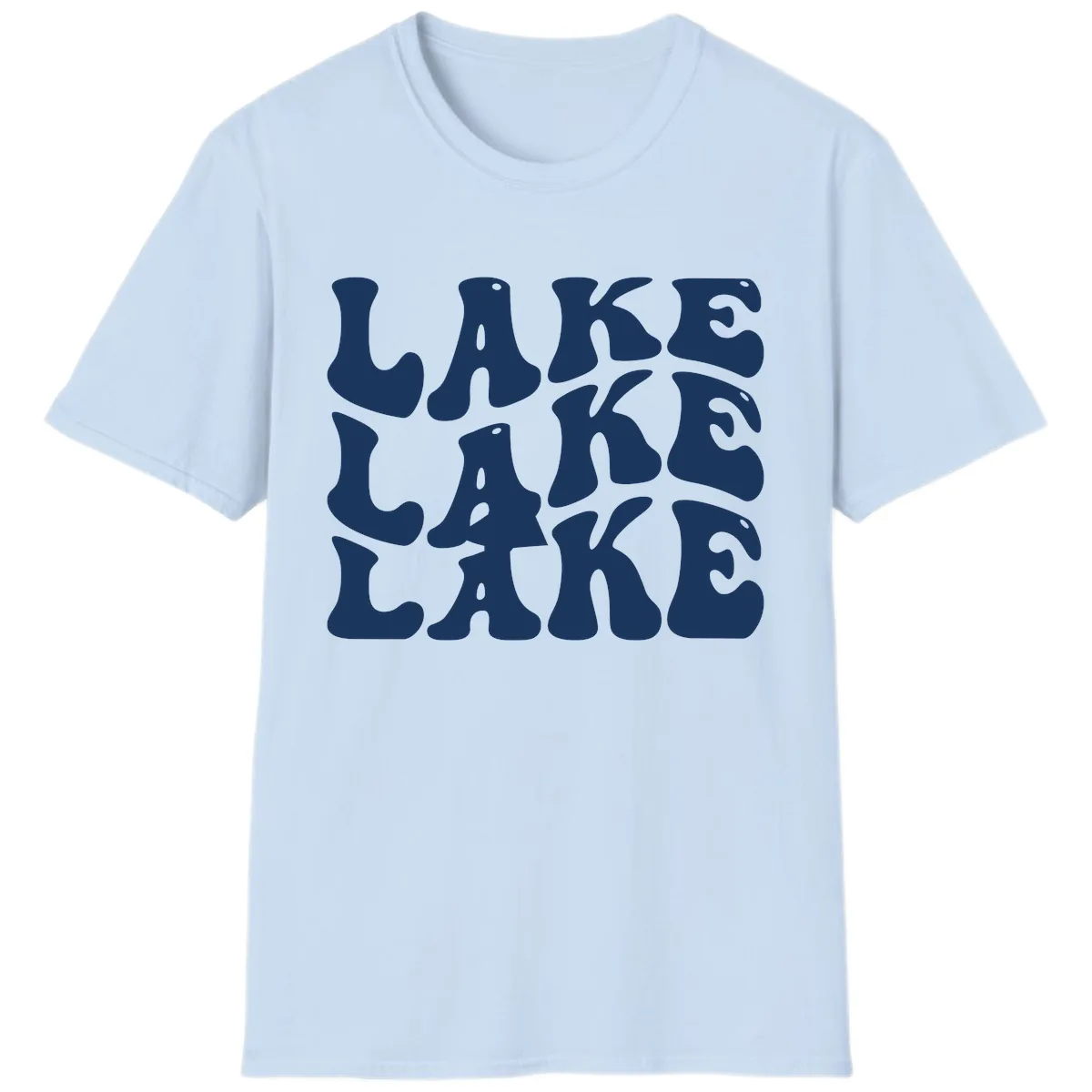 Retro Lake Life Typography T-Shirt in Light Blue