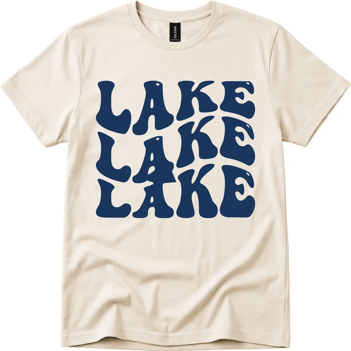 Retro Lake Life Typography T-Shirt in Natural