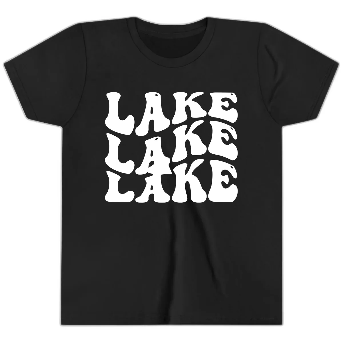 Retro Lake Life Typography Youth T-Shirt in Black