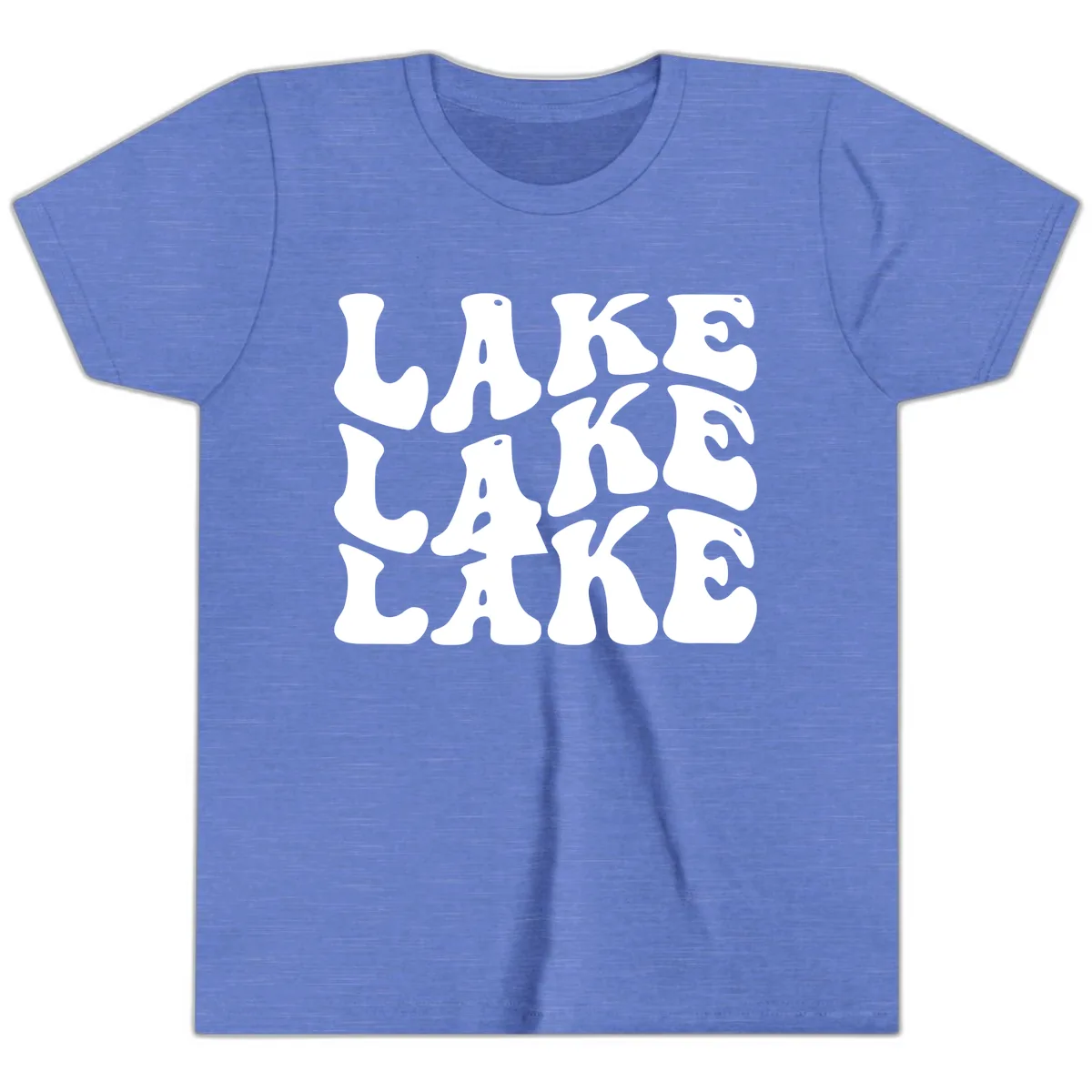 Retro Lake Life Typography Youth T-Shirt in Heather Columbia Blue