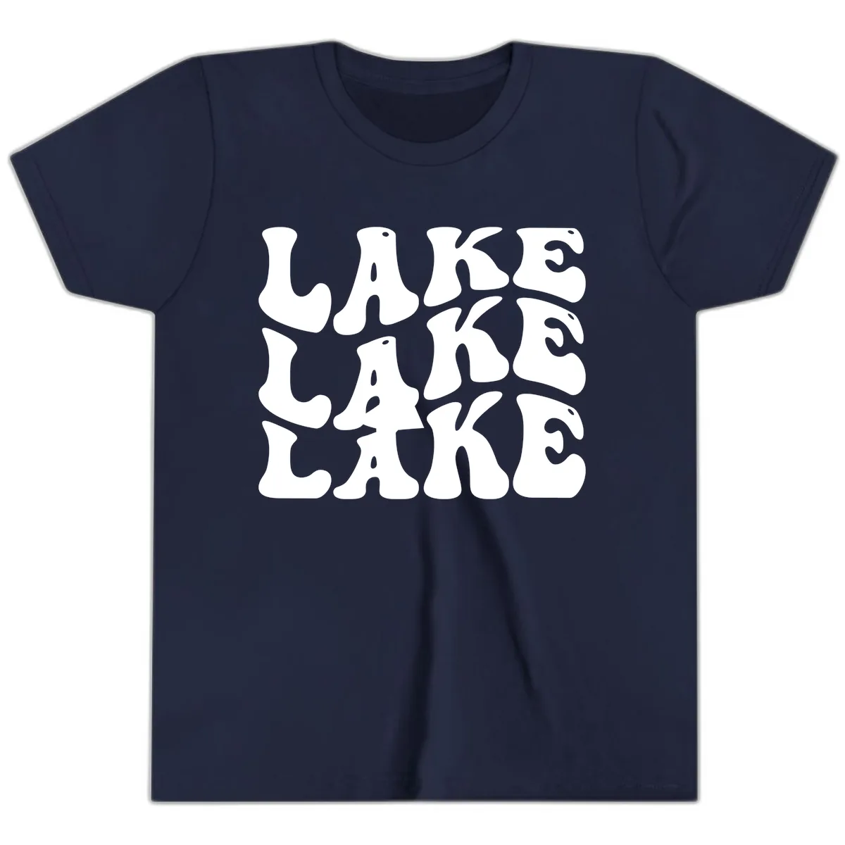 Retro Lake Life Typography Youth T-Shirt in Navy