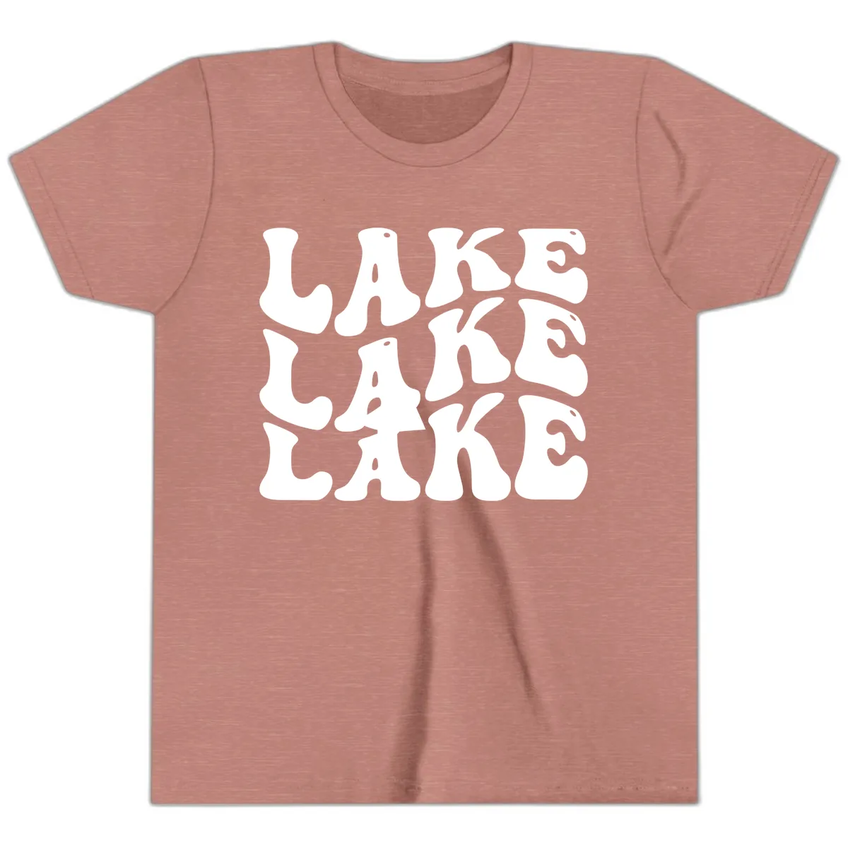 Retro Lake Life Typography Youth T-Shirt in Heather Mauve