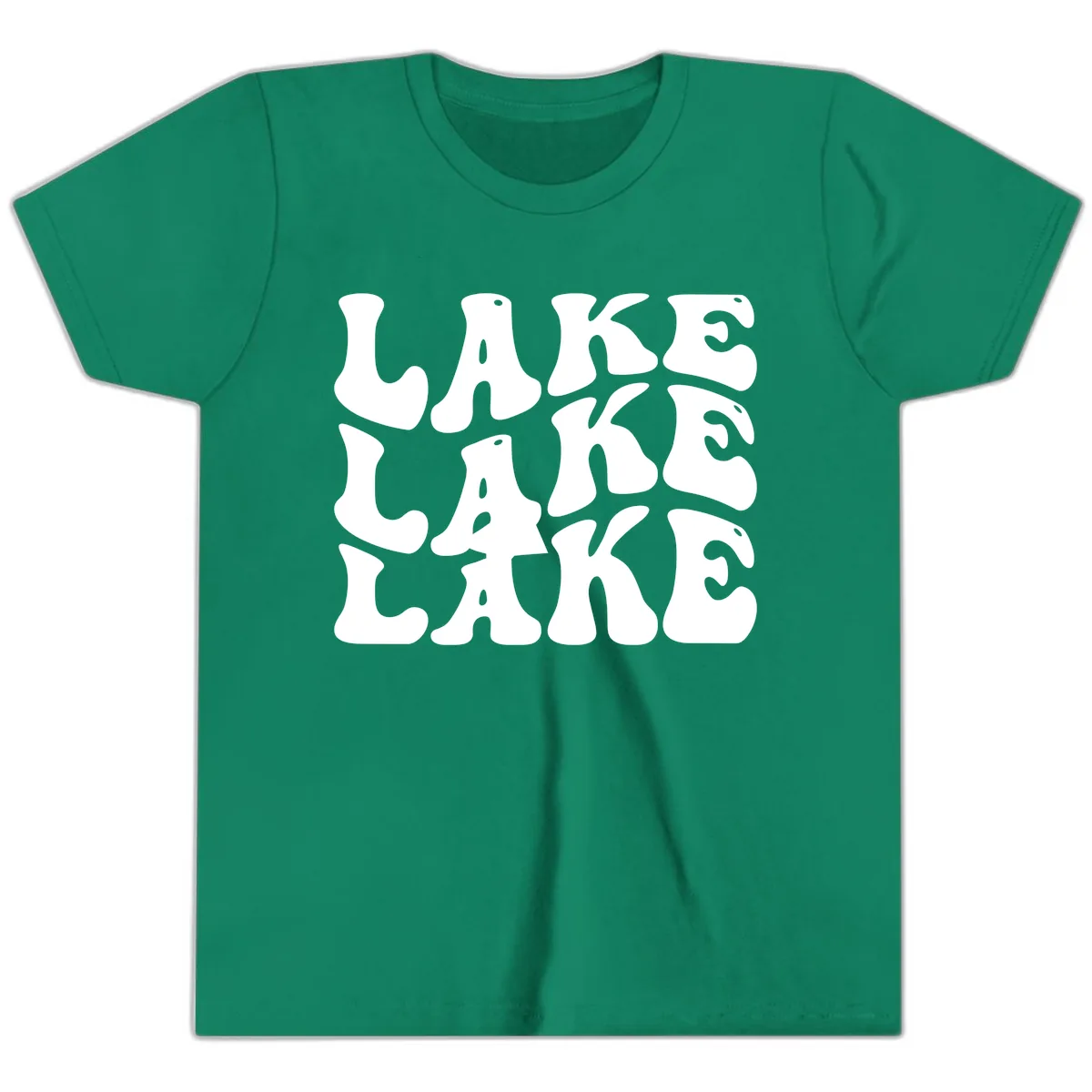 Retro Lake Life Typography Youth T-Shirt in Kelly