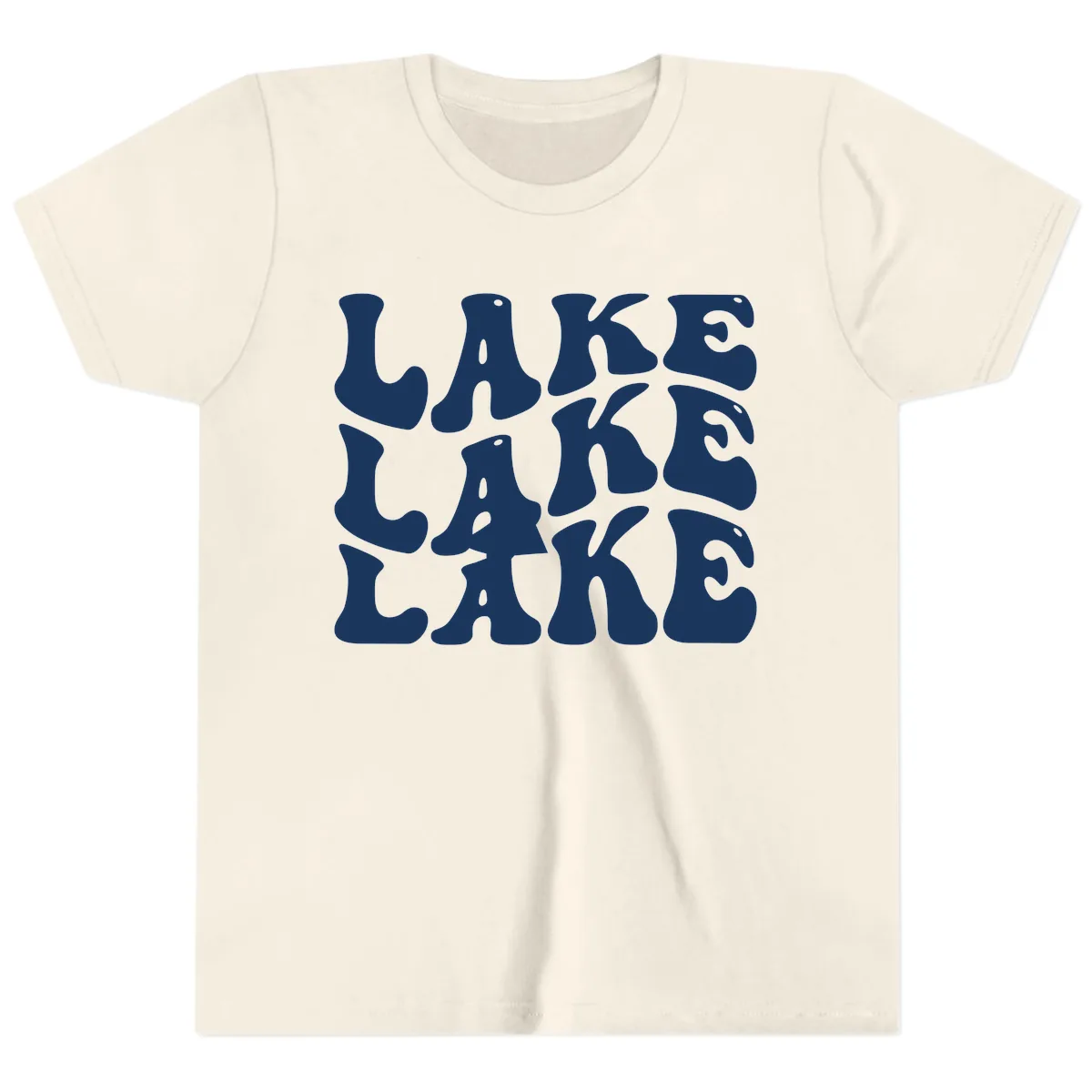 Retro Lake Life Typography Youth T-Shirt in Natural