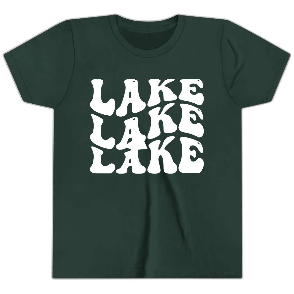Retro Lake Life Typography Youth T-Shirt in Forest