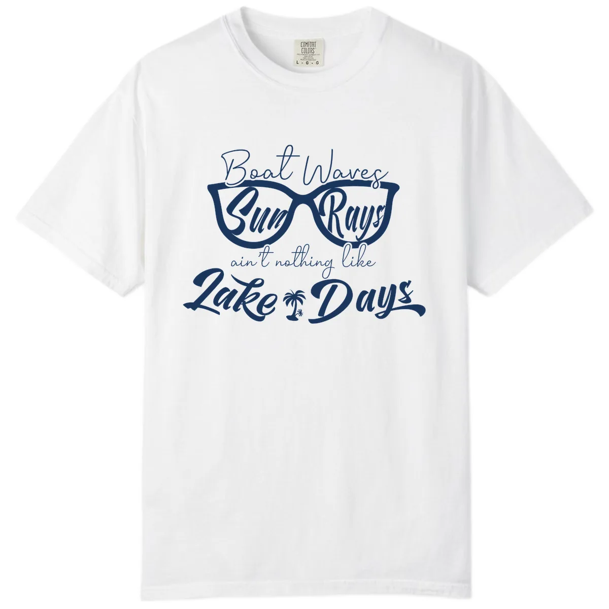 Boat Waves Sun Rays Lake Days Comfort Color in White