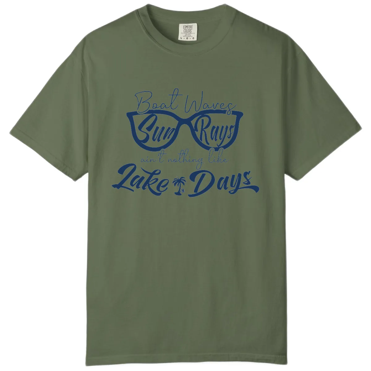 Boat Waves Sun Rays Lake Days Comfort Color in Sage