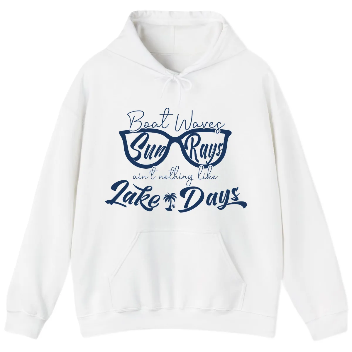 Boat Waves Sun Rays Lake Days Hoodie in White