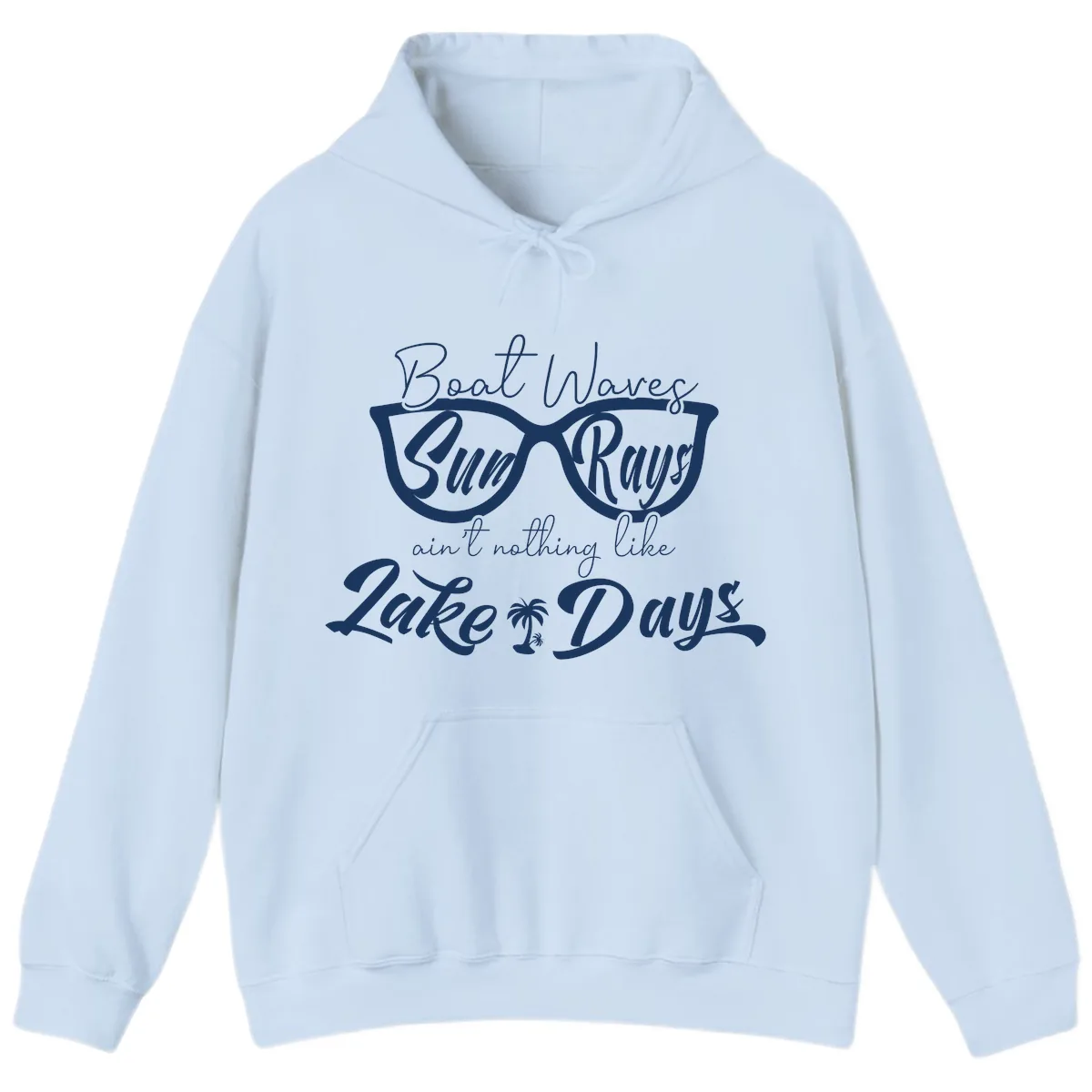 Boat Waves Sun Rays Lake Days Hoodie in Light Blue