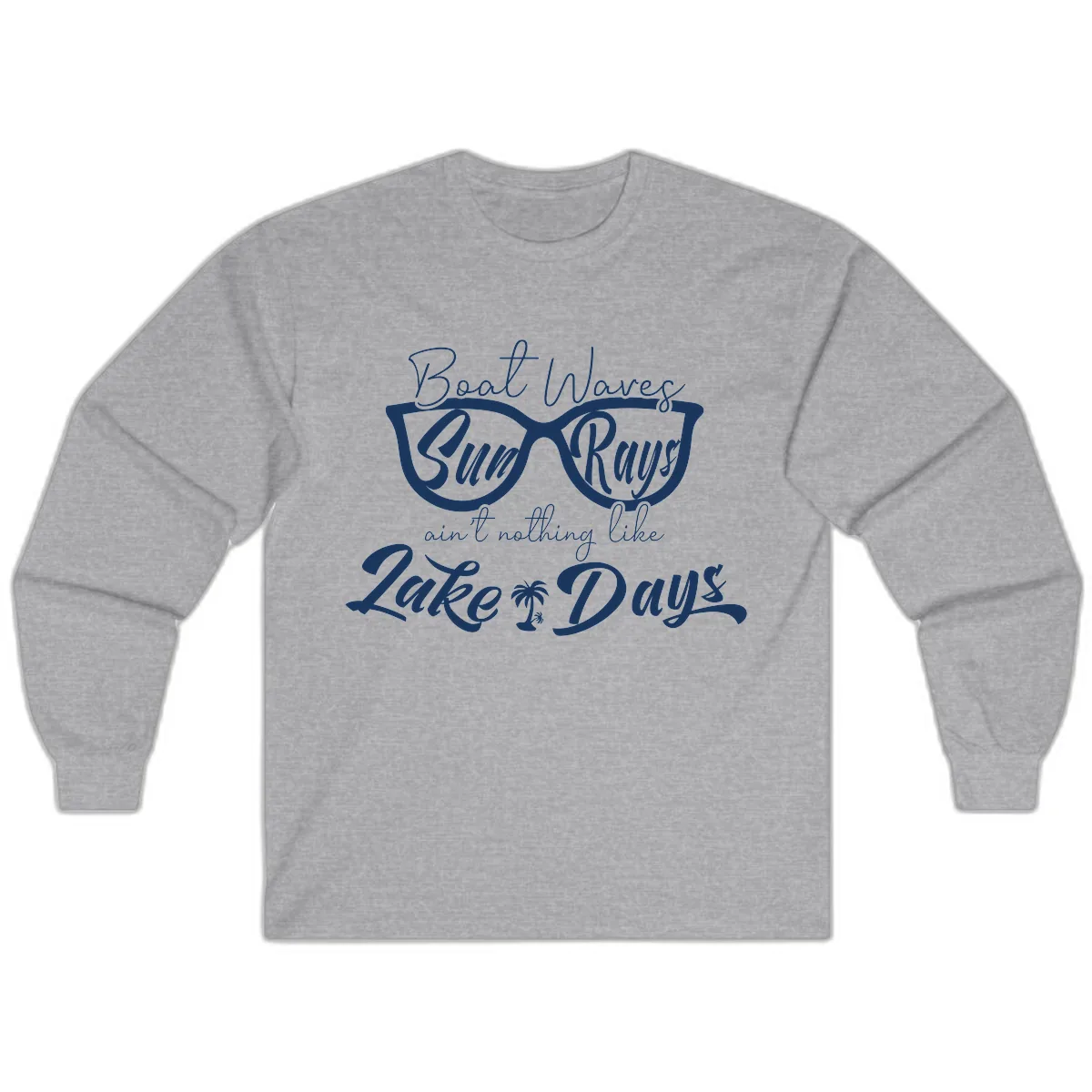 Boat Waves Sun Rays Lake Days Long Sleeve in Sport Grey