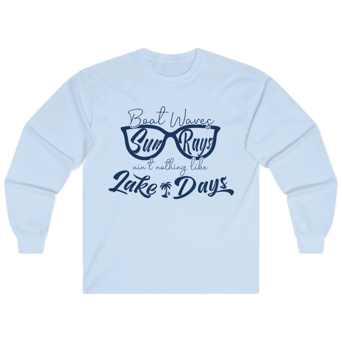 Boat Waves Sun Rays Lake Days Long Sleeve in Light Blue