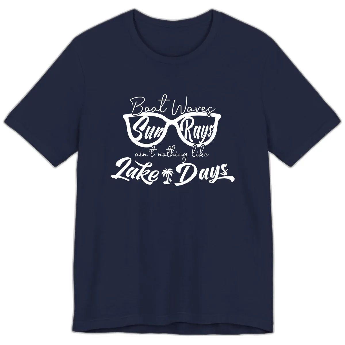 Boat Waves Sun Rays Lake Days Premium T-Shirt in Navy