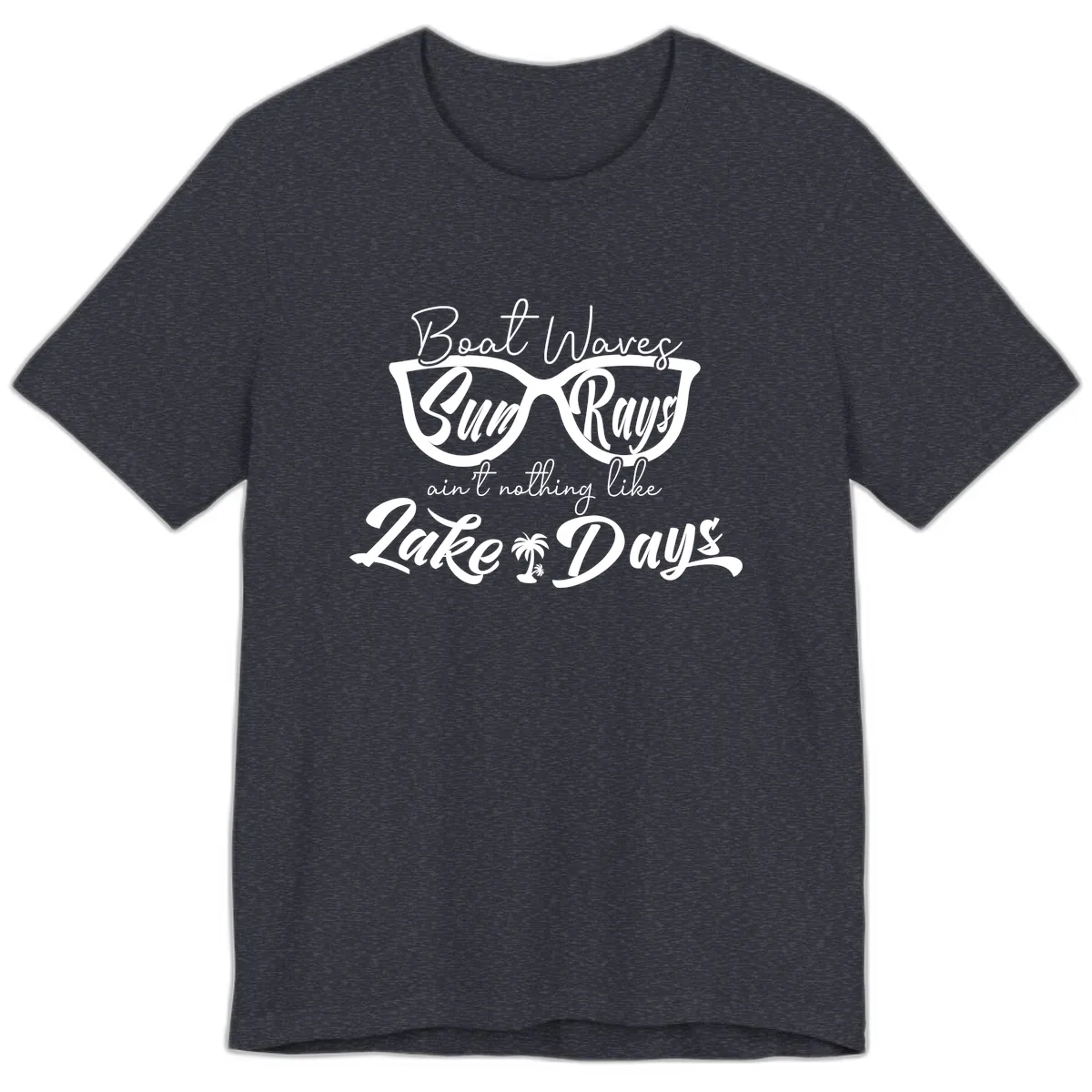 Boat Waves Sun Rays Lake Days Premium T-Shirt in Heather Navy