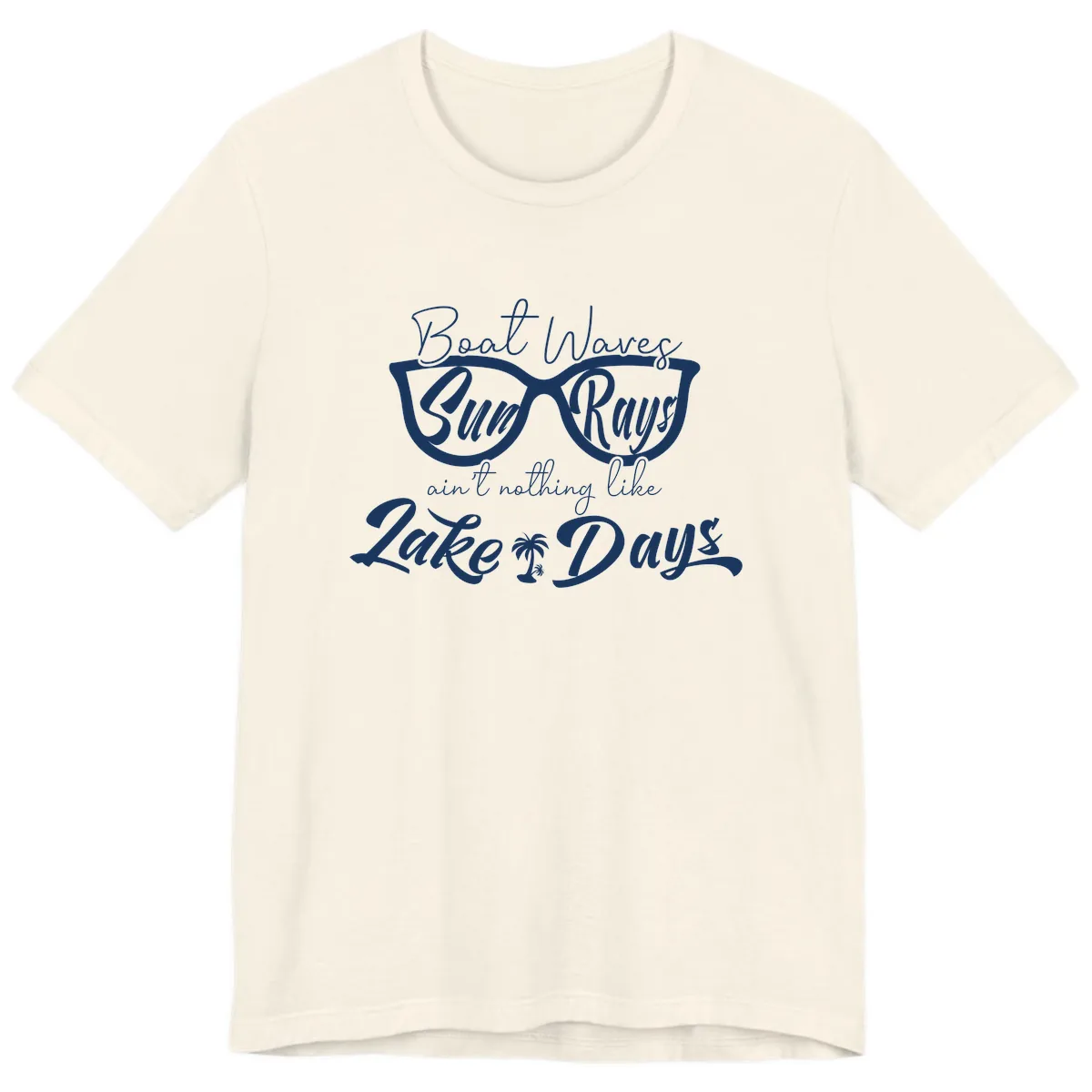 Boat Waves Sun Rays Lake Days Premium T-Shirt in Natural