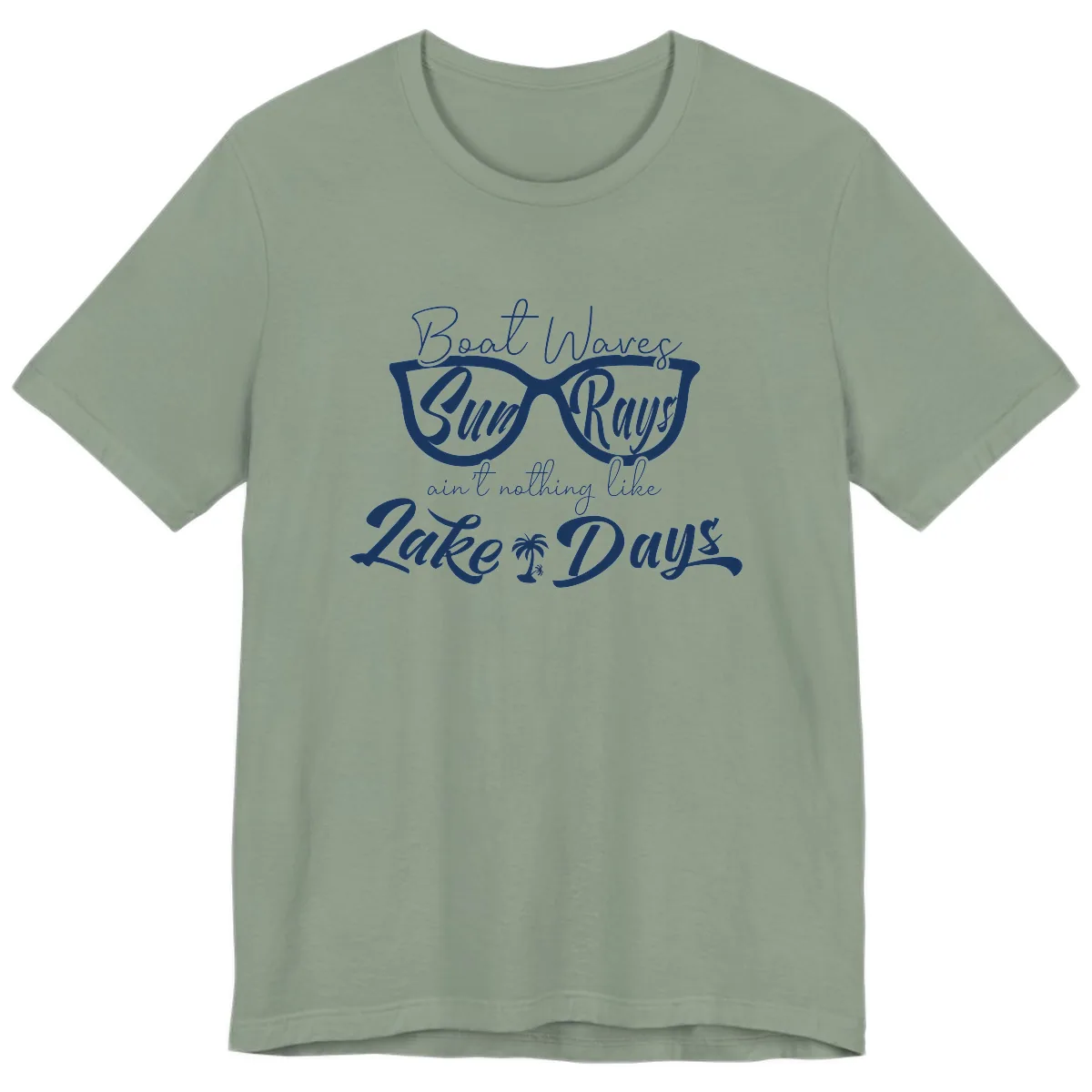 Boat Waves Sun Rays Lake Days Premium T-Shirt in Sage