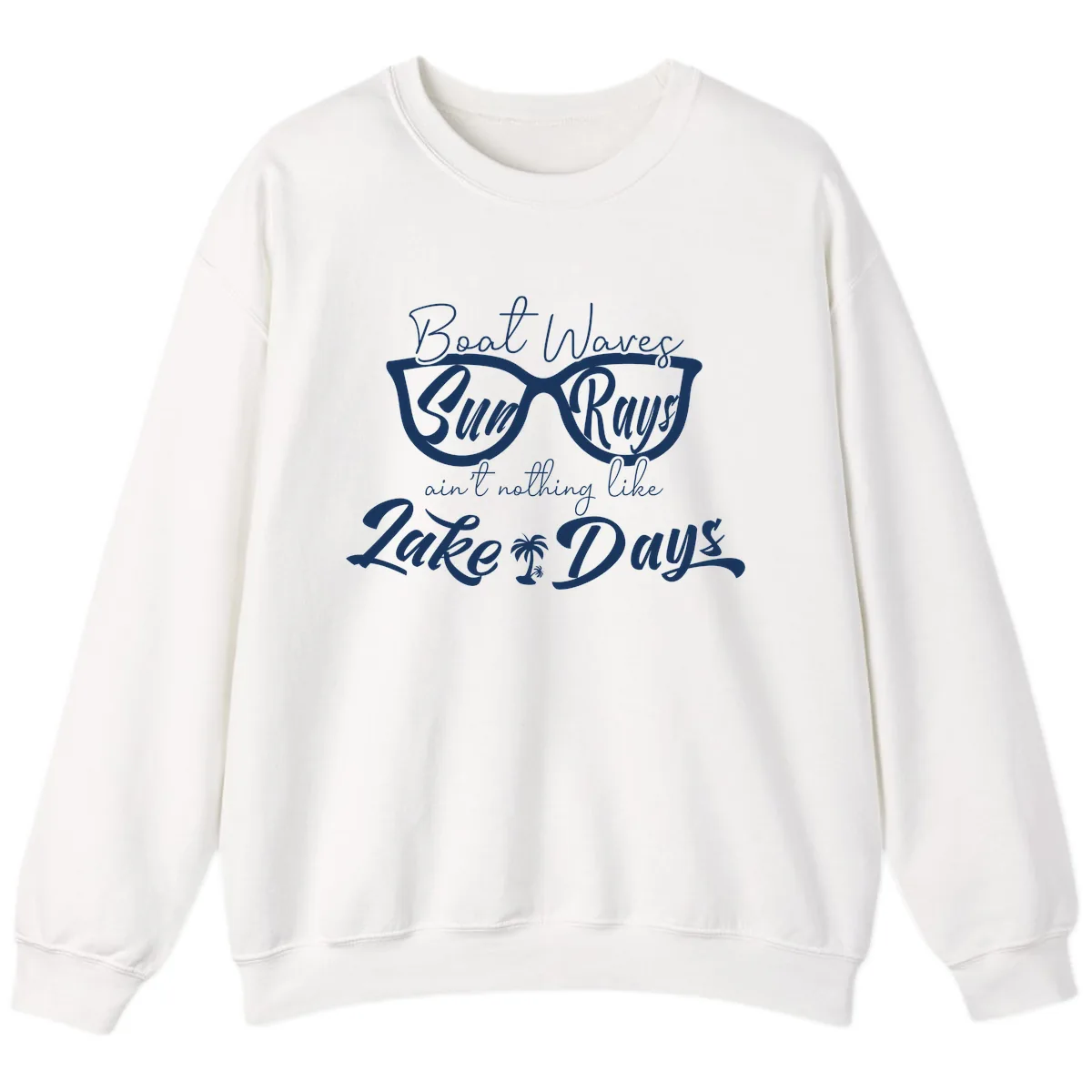 Boat Waves Sun Rays Lake Days Sweatshirt in White