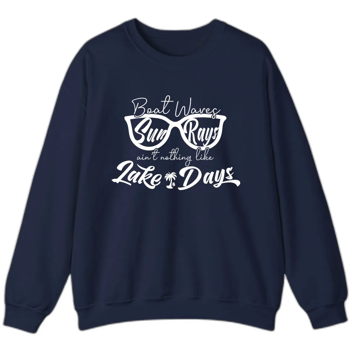 Boat Waves Sun Rays Lake Days Sweatshirt in Navy