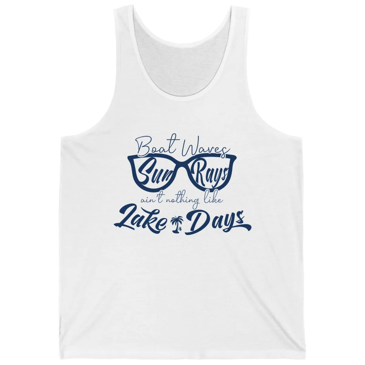 Boat Waves Sun Rays Lake Days Tank in White