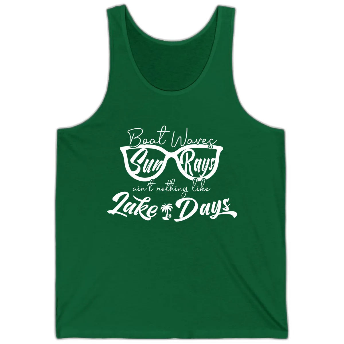 Boat Waves Sun Rays Lake Days Tank in Kelly