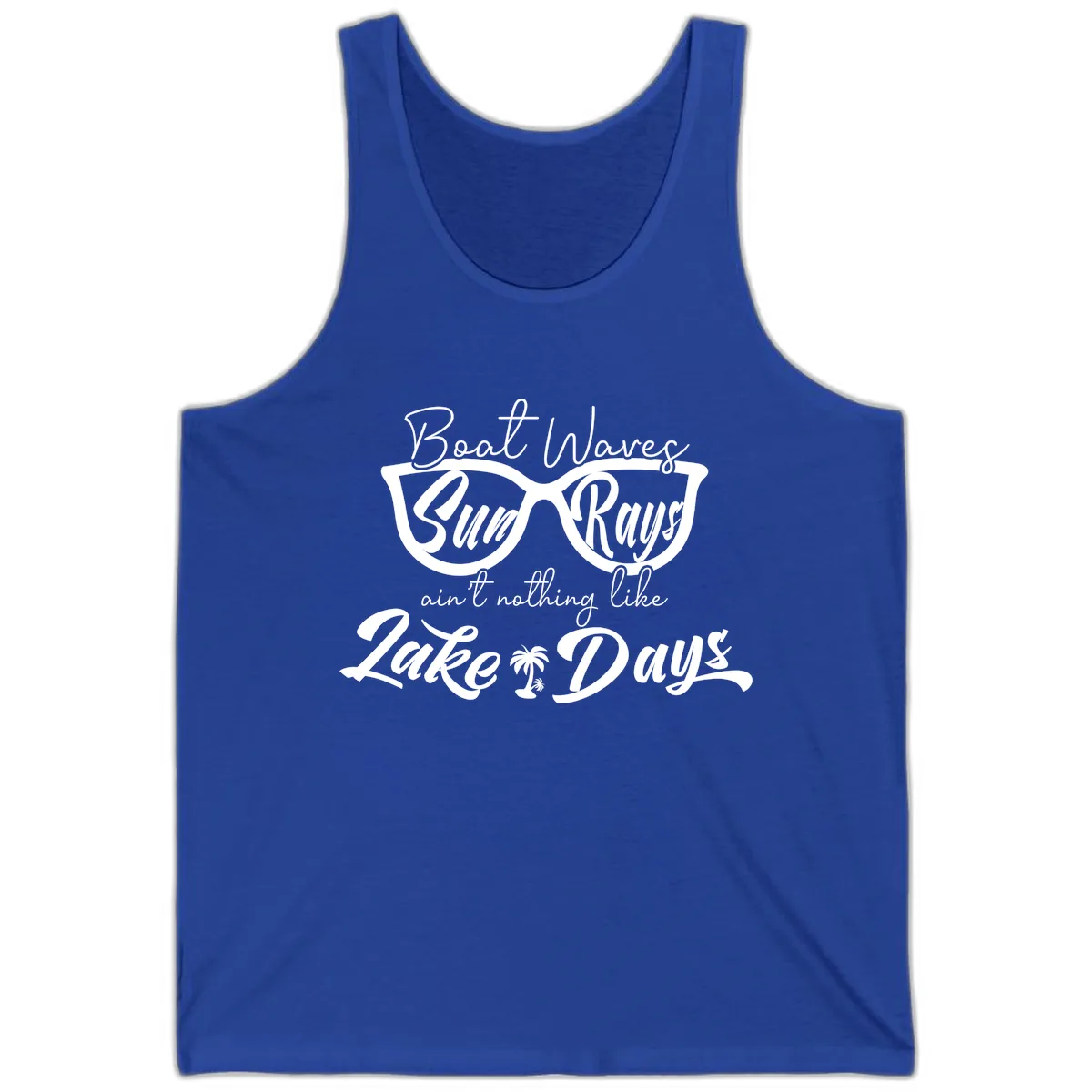 Boat Waves Sun Rays Lake Days Tank in True Royal