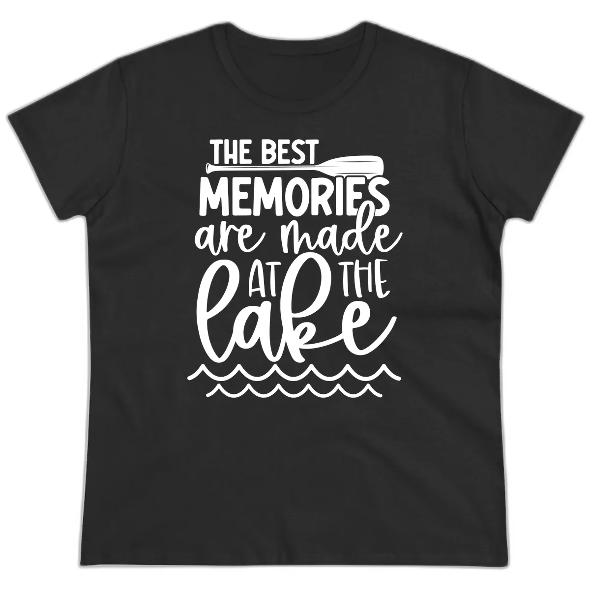 The Best Memories Are Made At The Lake Ladies Tee in Black