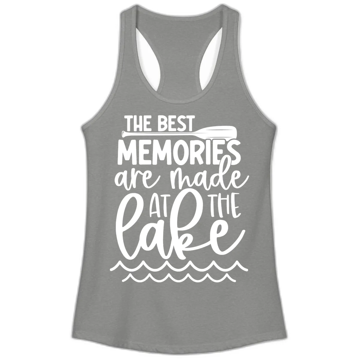The Best Memories Are Made At The Lake Ladies Tank in Heather Grey