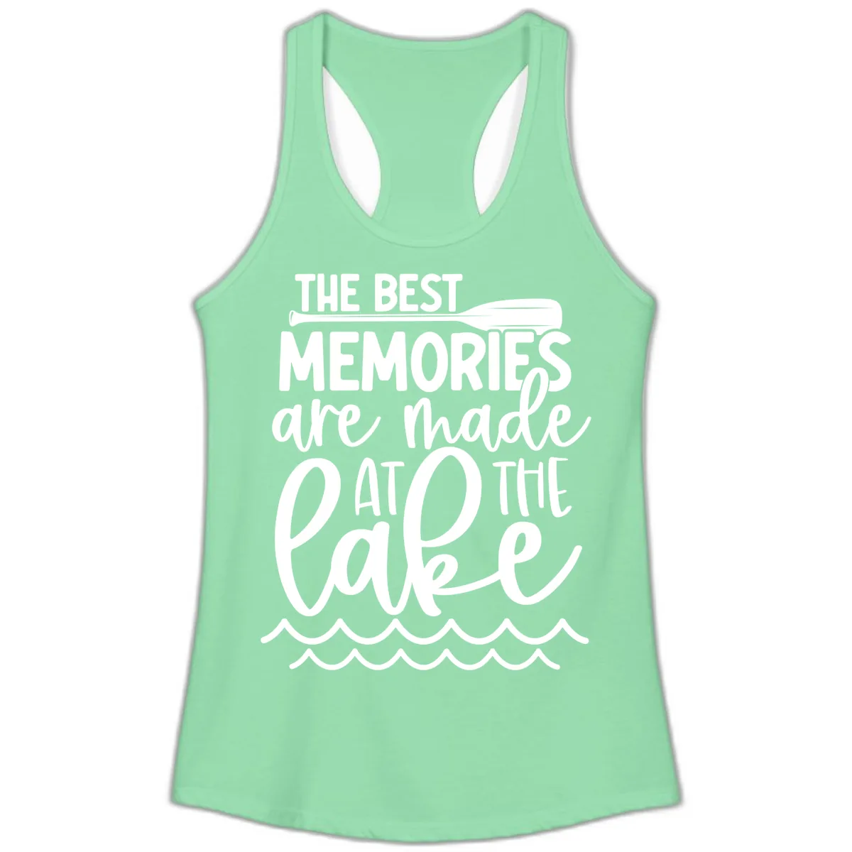 The Best Memories Are Made At The Lake Ladies Tank in Solid Mint