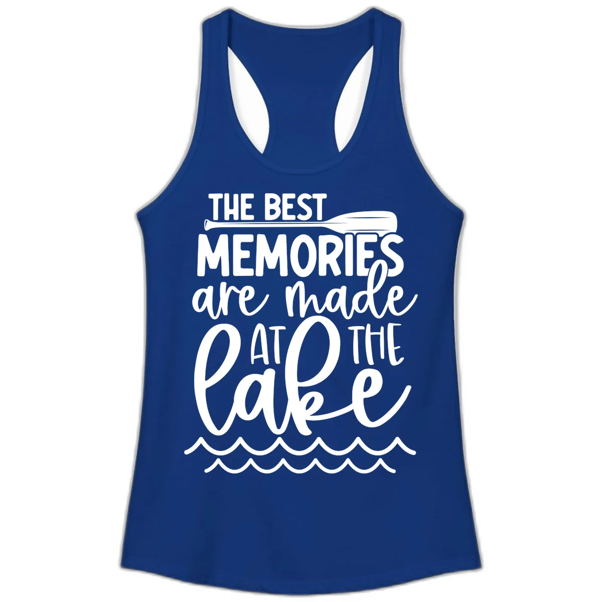 The Best Memories Are Made At The Lake Ladies Tank in Solid Royal