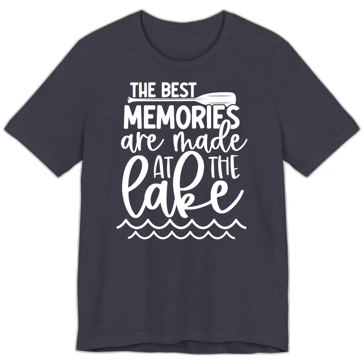 The Best Memories Are Made At The Lake Premium T-Shirt in Heather Midnight Navy