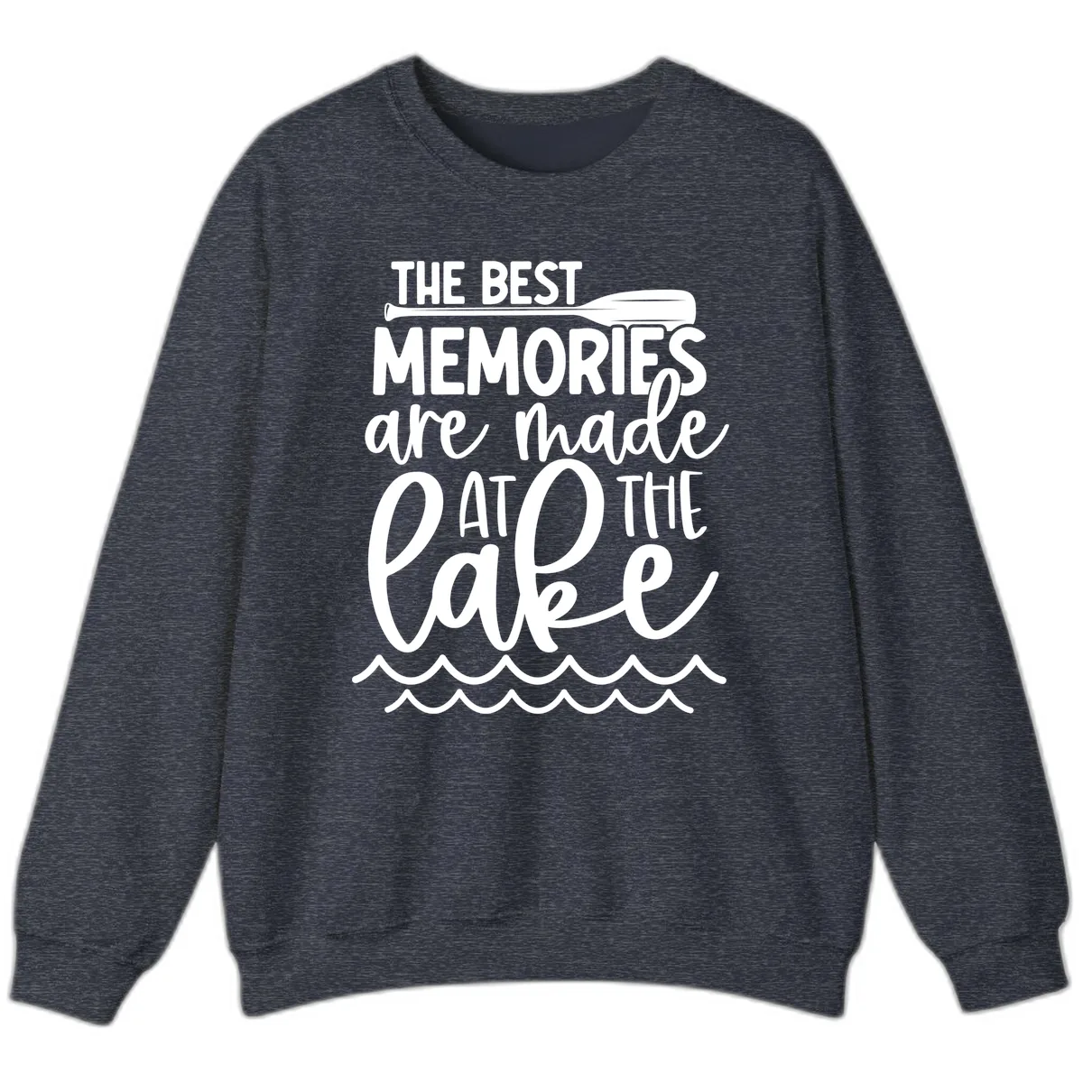 The Best Memories Are Made At The Lake Sweatshirt in Heather Sport Dark Navy