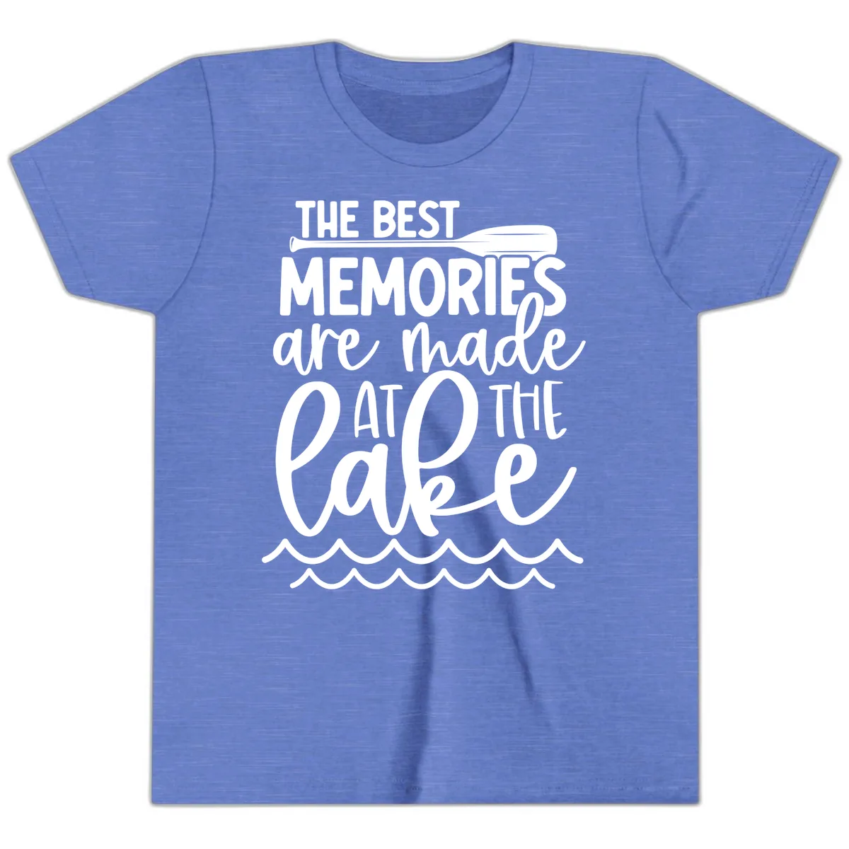 The Best Memories Are Made At The Lake Youth T-Shirt in Heather Columbia Blue