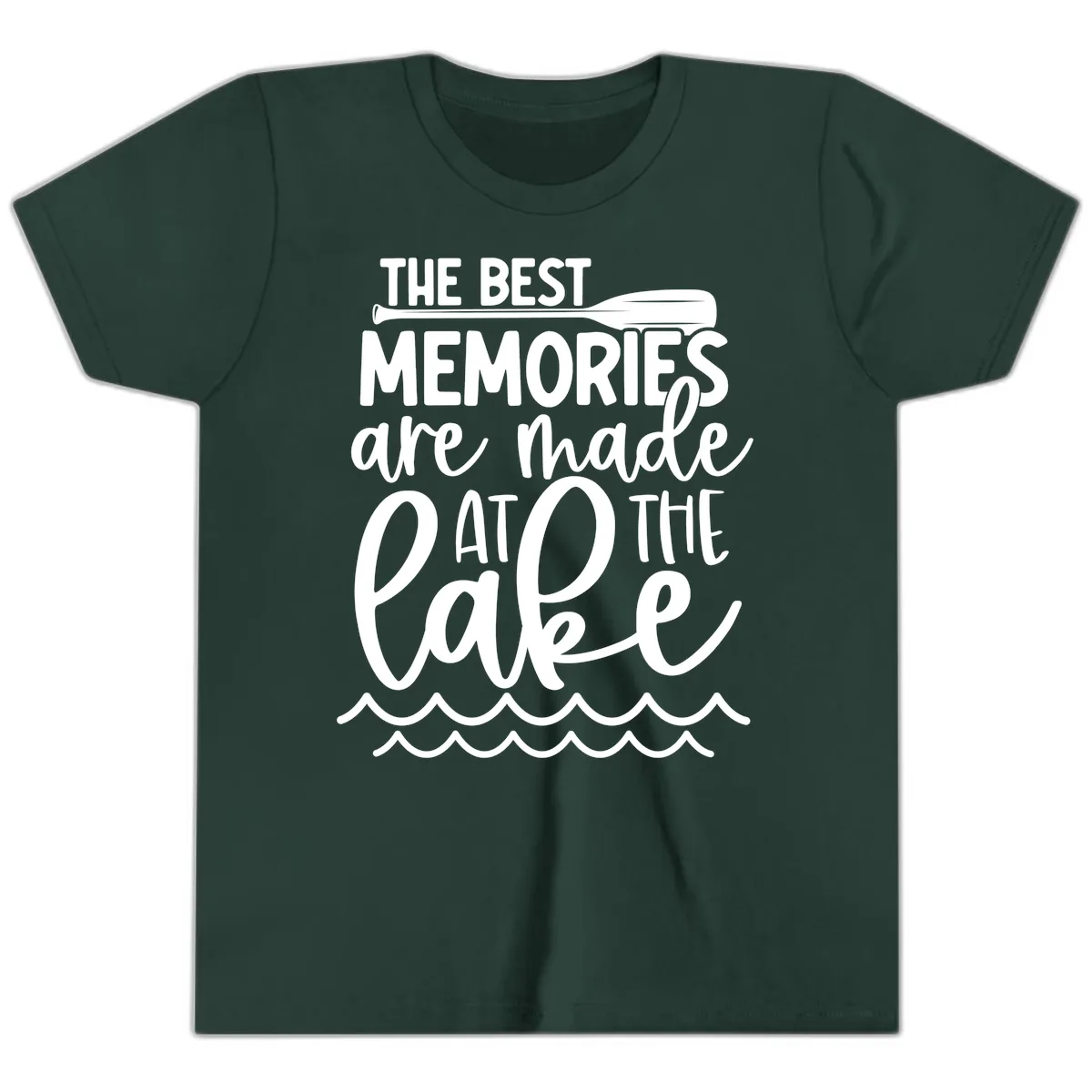 The Best Memories Are Made At The Lake Youth T-Shirt in Forest