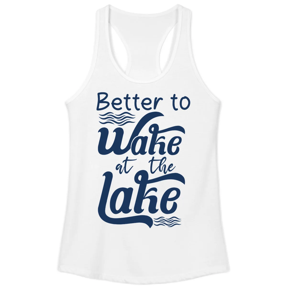 Better to Wake at the Lake Ladies Tank in White