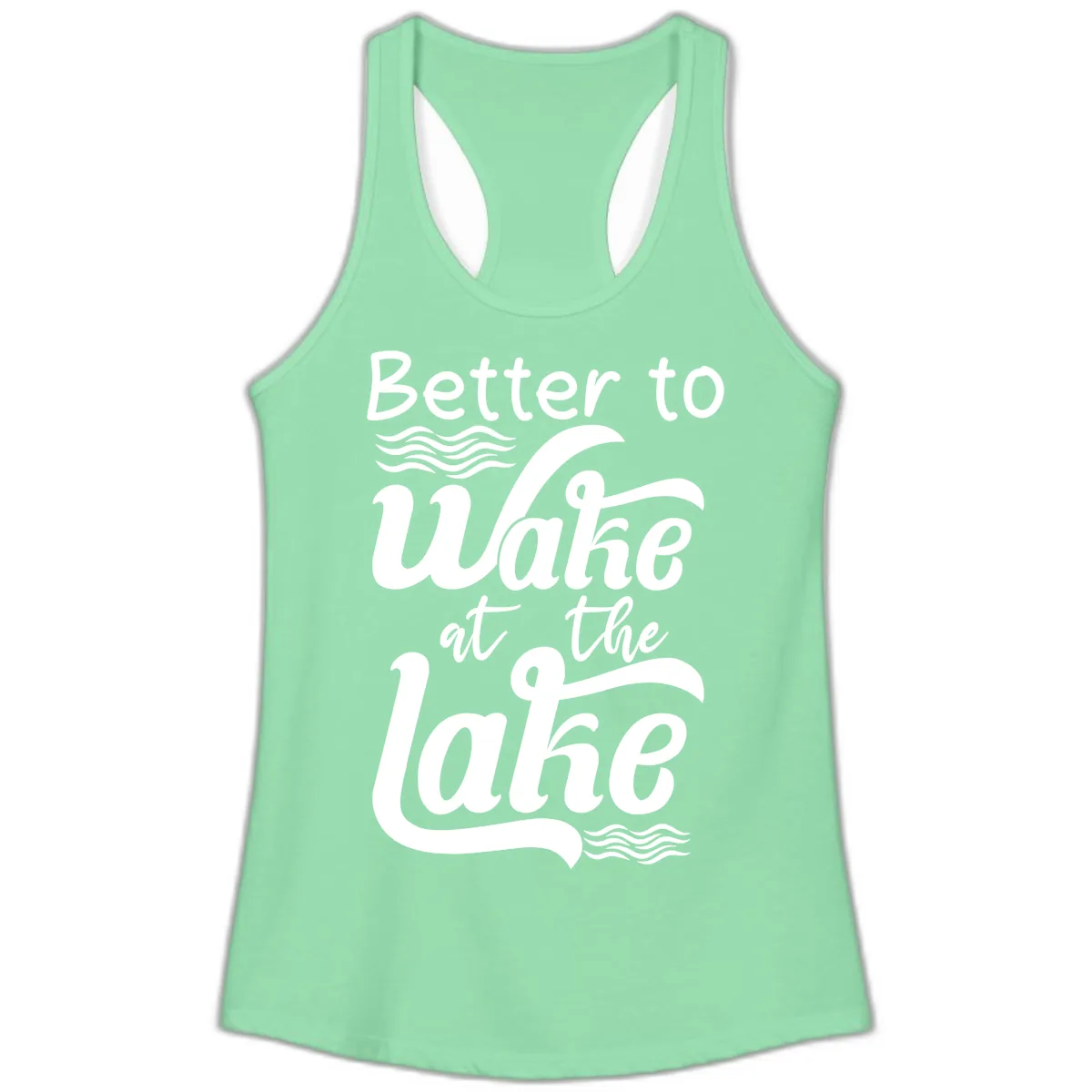 Better to Wake at the Lake Ladies Tank in Solid Mint
