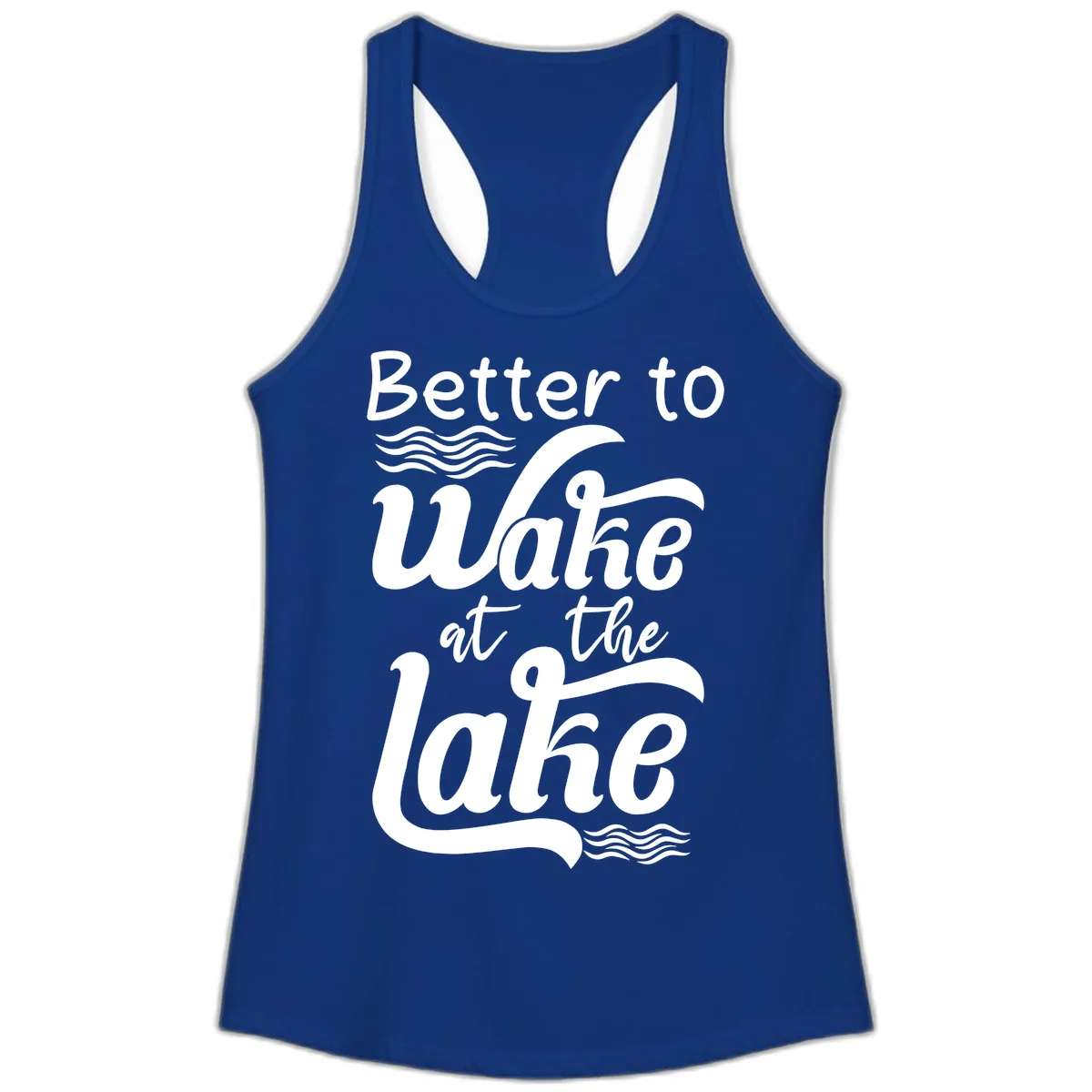 Better to Wake at the Lake Ladies Tank in Solid Royal