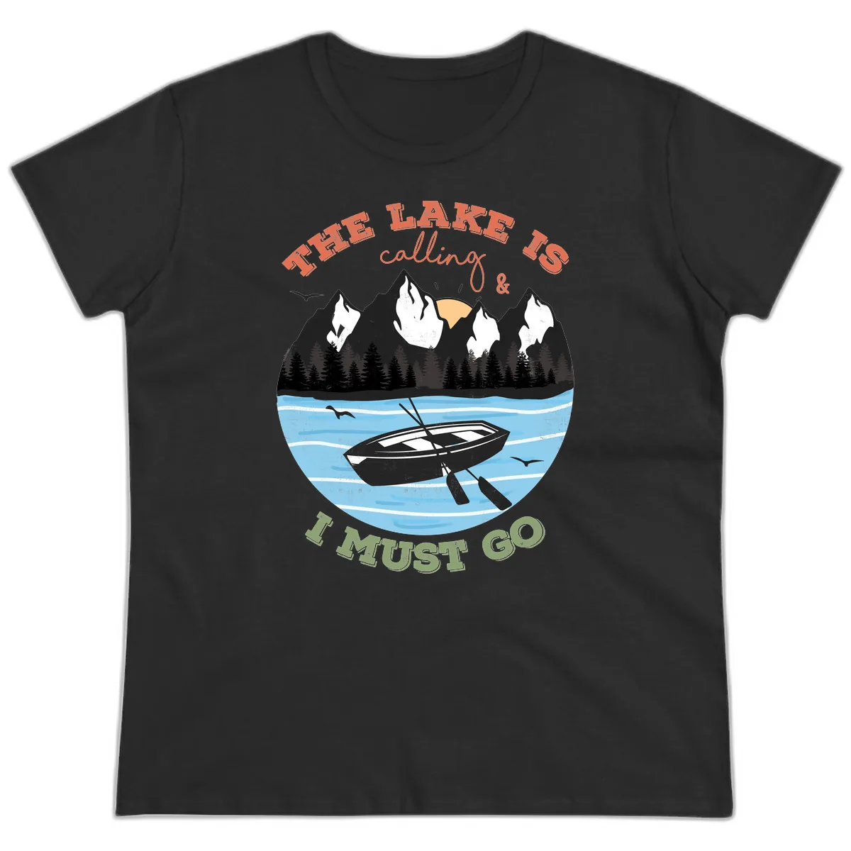 The Lake Is Calling And I Must Go Ladies Tee in Black