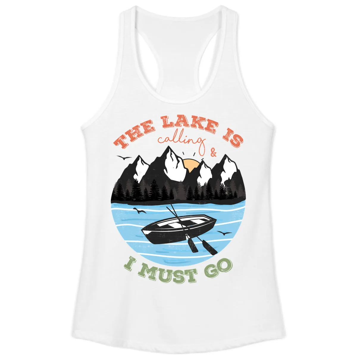 The Lake Is Calling And I Must Go Ladies Tank in White