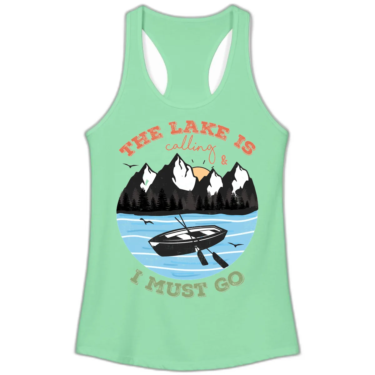 The Lake Is Calling And I Must Go Ladies Tank in Solid Mint