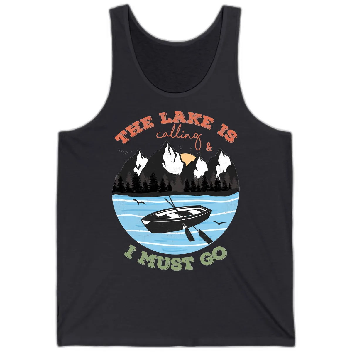 The Lake Is Calling And I Must Go Tank in Dark Grey