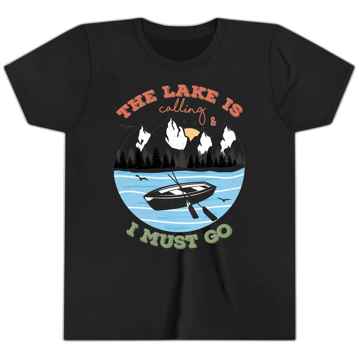 The Lake Is Calling And I Must Go Youth T-Shirt in Black