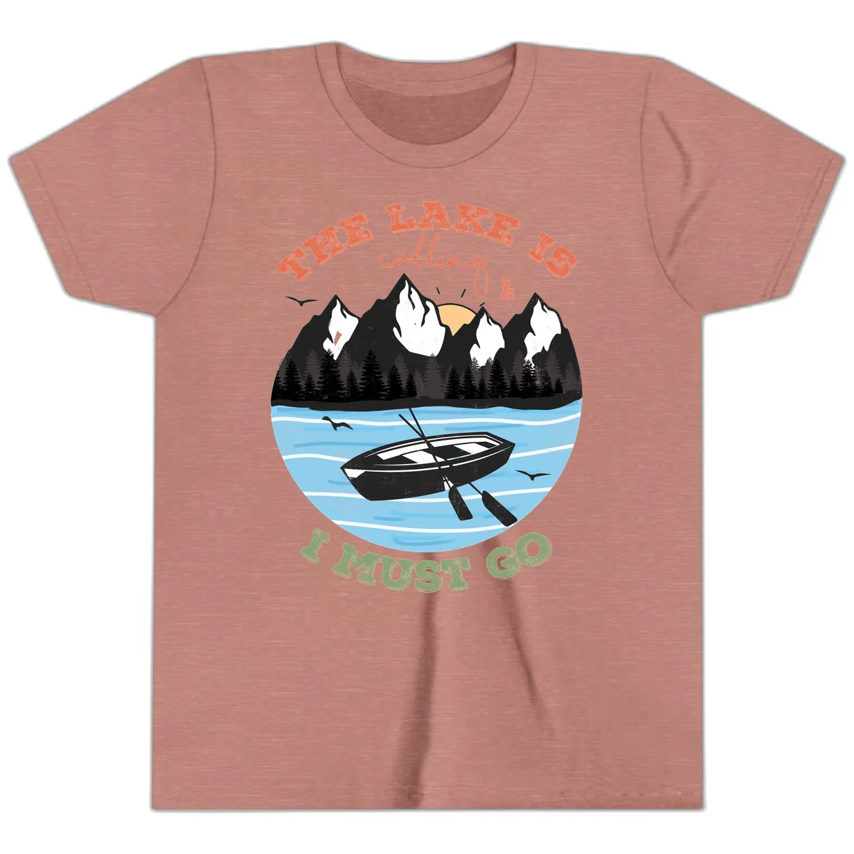 The Lake Is Calling And I Must Go Youth T-Shirt in Heather Mauve